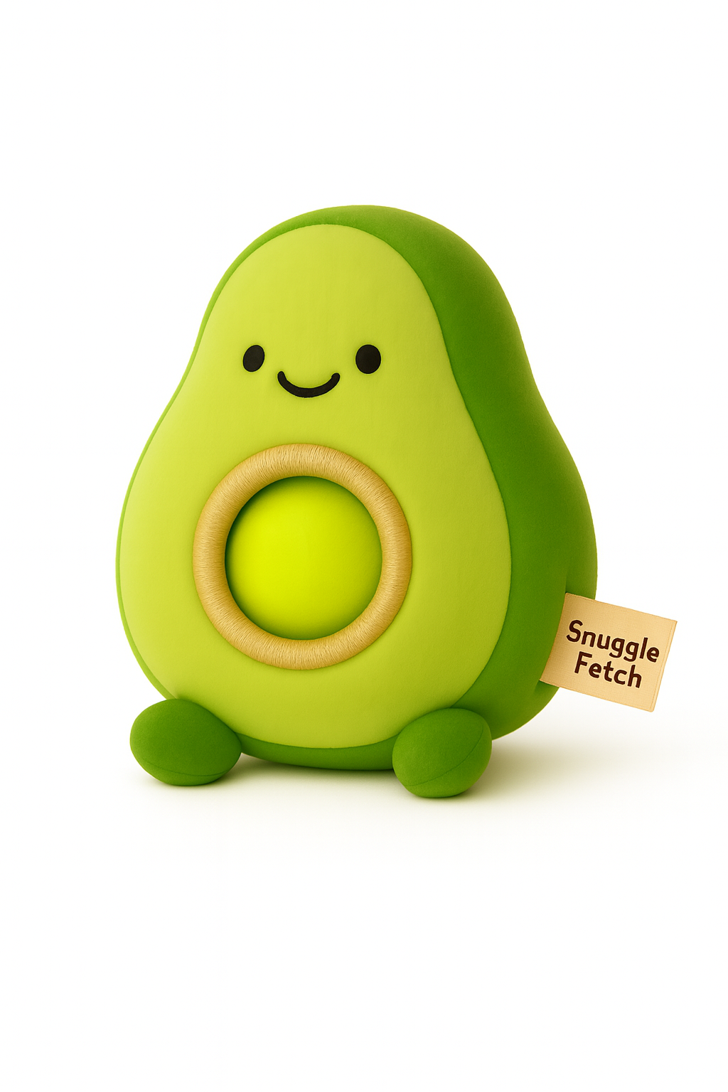 Guaco the Avocado SnuggleFetch plush dog toy.
